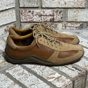 Cole Haan Mens Brown Perforated Leather and Suede Fashion Sneakers